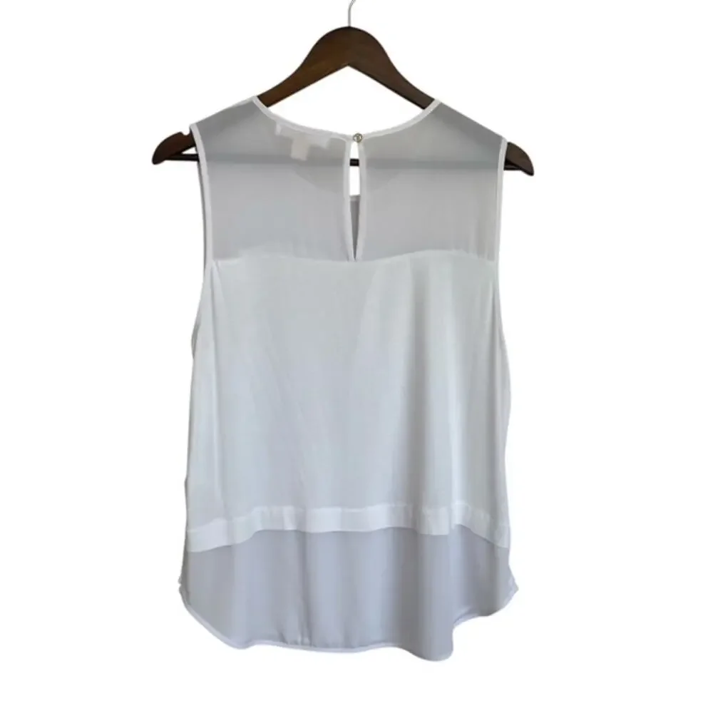 Michael Kors White Mixed Media Sleeveless Blouse - Large